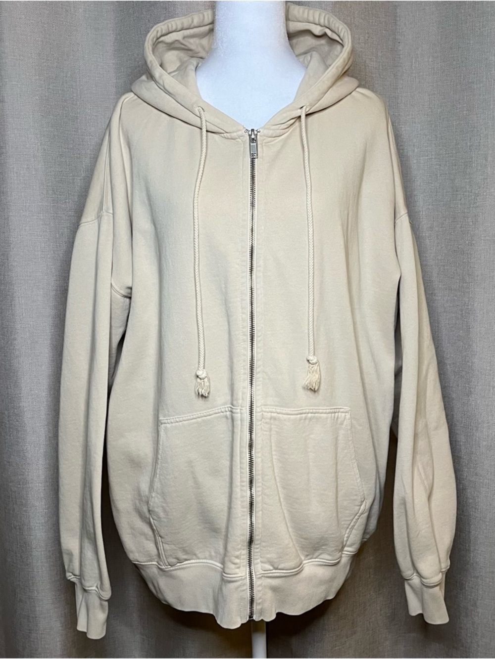 John Galt Christy Full Zip Beige Oversized Chunky Sweatshirt Hoodie One Size - Picture 6 of 8